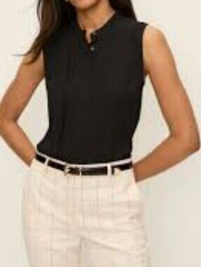 Ann Taylor Black Cotton Sleeveless Top Size L